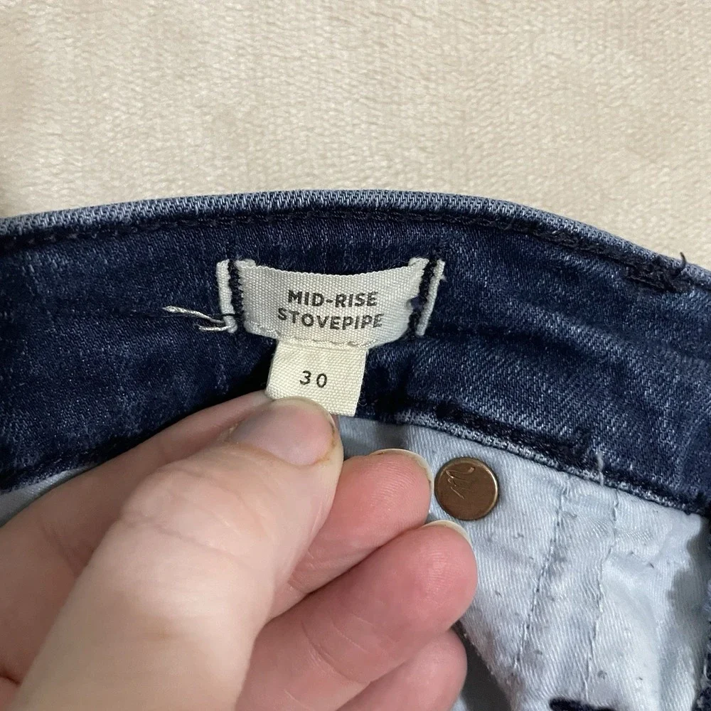 Madewell Jeans Womens Size 30 Mid Rise Stovepipe Dark Wash‎ Blue Denim Stretch